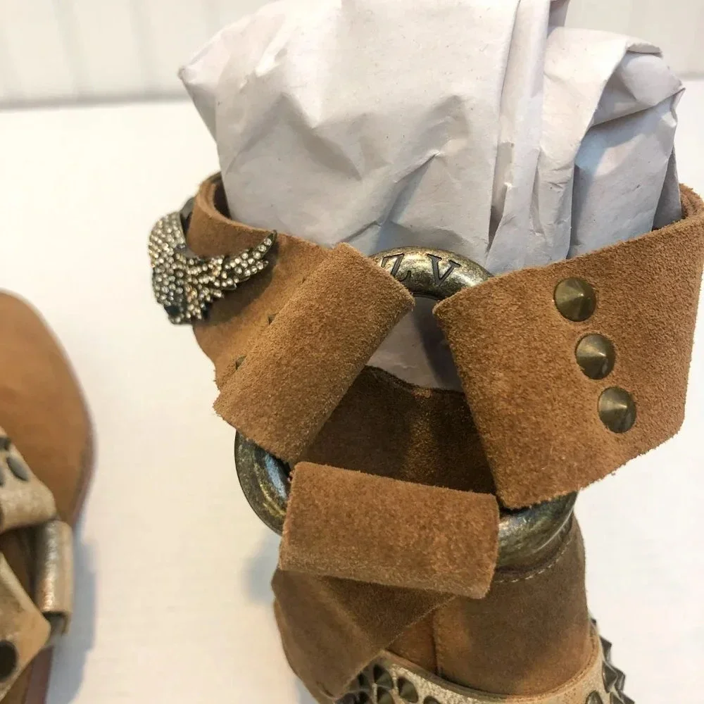 NEW RARE Zadig & Voltaire Arcade Studded Western Suede Harness Ankle Booties 5 - Picture 6 of 15